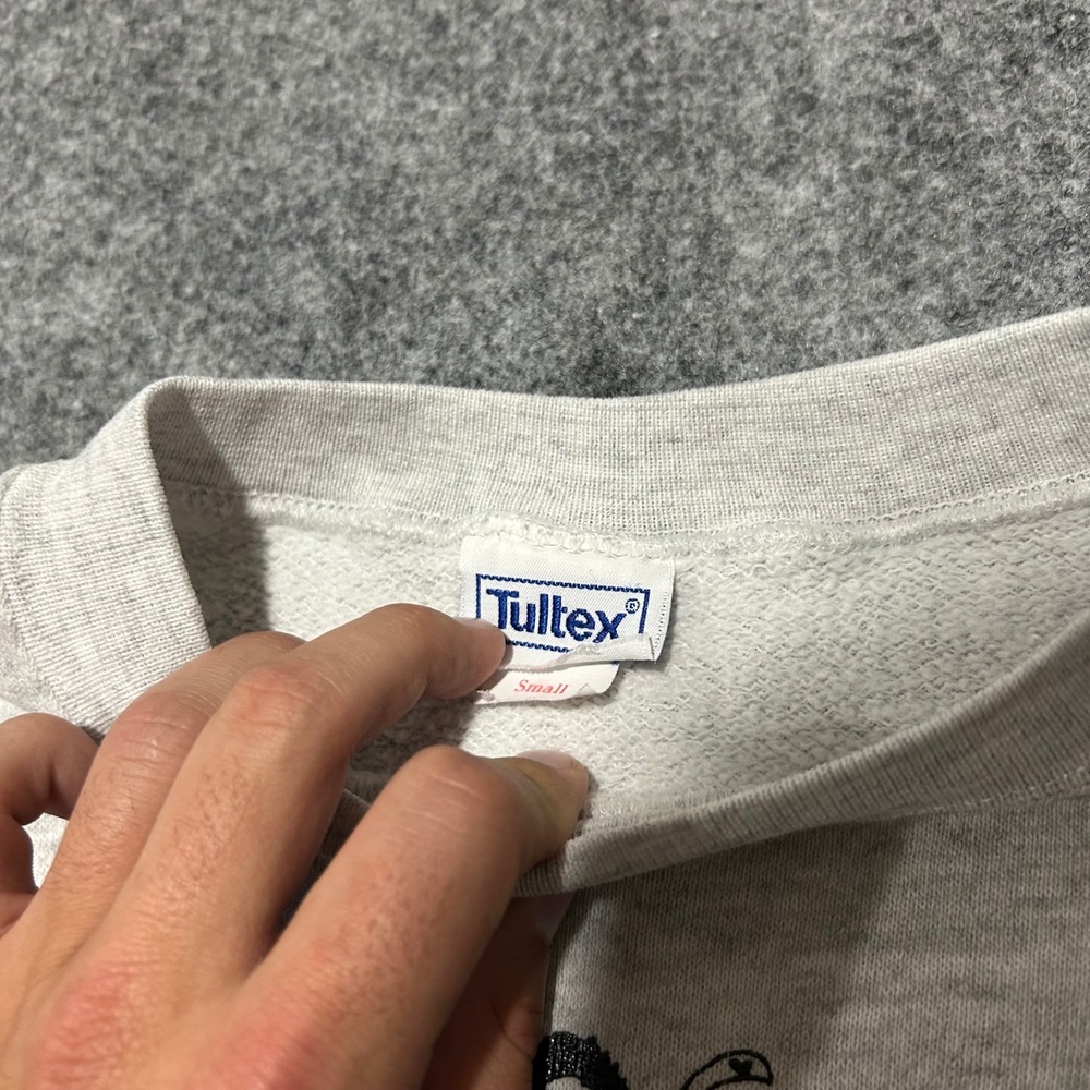 Vintage 1991 Tultex Cat Graphic Sweatshirt Grey 90s Retro Size Small - Picture 2 of 10